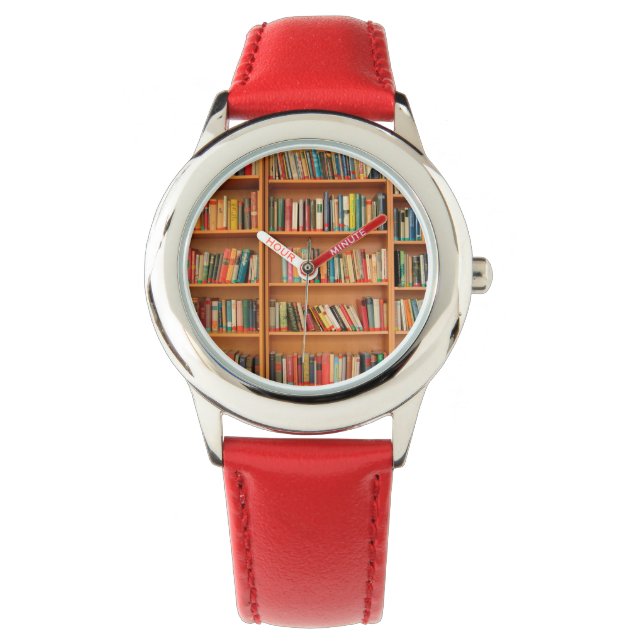 Reloj De Pulsera Biblioteca de libros Librería Lectura de Bookworm (Anverso)