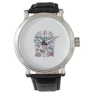 Reloj De Pulsera Bibliotecario Unicornio de Ropa Lista para Imprimi