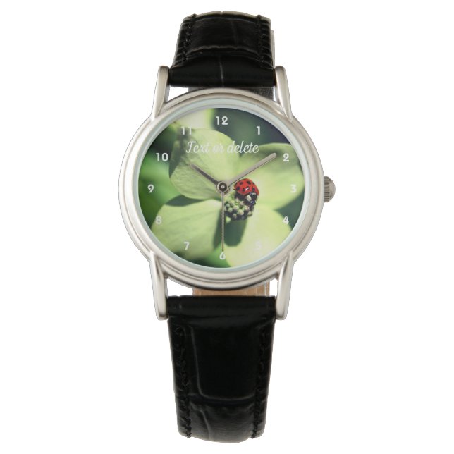 Reloj De Pulsera Bicho De Ladybug En Flor De Dogwood Blanco Persona (Anverso)