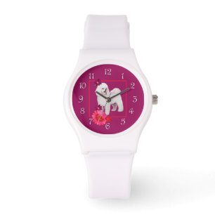 Reloj De Pulsera Bichon Frise Diversión Floral