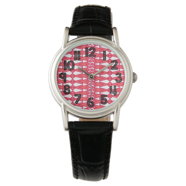 Reloj De Pulsera Bichos rojos y rosas (Anverso)