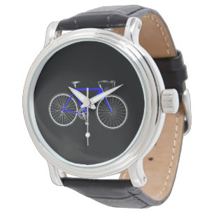 Reloj De Pulsera Bicicleta azul en negro