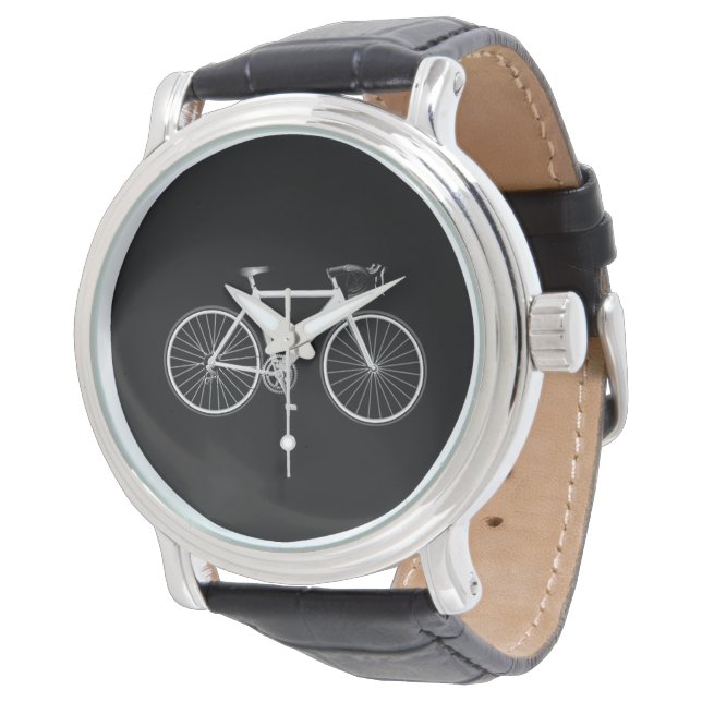 Reloj De Pulsera Bicicleta Blanca En Negro (Angular)