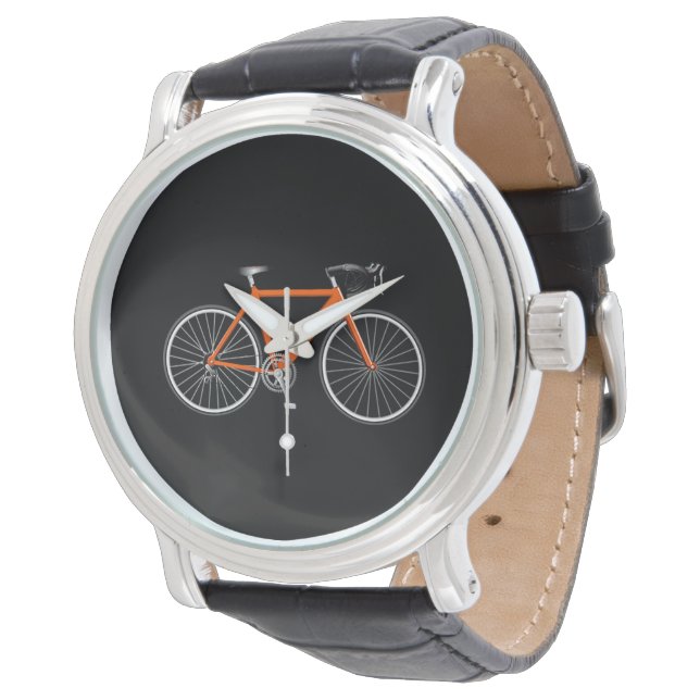 Reloj De Pulsera Bicicleta naranja En Negro (Angular)