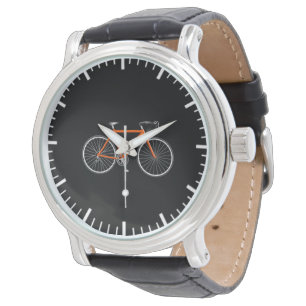 Reloj De Pulsera Bicicleta naranja sobre negro