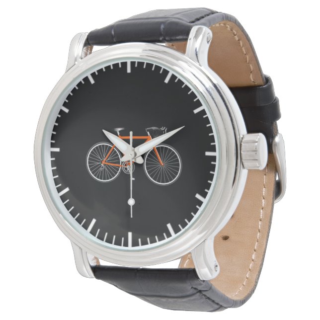 Reloj De Pulsera Bicicleta naranja sobre negro (Angular)
