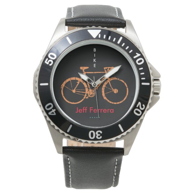 Reloj De Pulsera Bicicleta personalizada con nombre (Anverso)