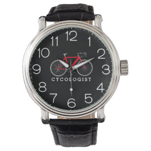 Reloj De Pulsera Bicicleta Roja Ciclista En Negro