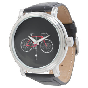Reloj De Pulsera Bicicleta Roja En Negro