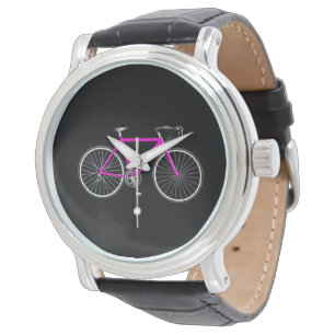 Reloj De Pulsera Bicicleta Rosa En Negro