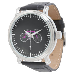 Reloj De Pulsera Bicicleta Rosa En Negro
