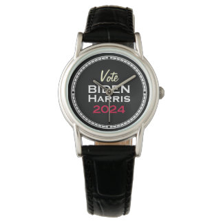 Reloj De Pulsera BIDEN HARRIS 2024 Correa blanca de cuero rojo negr