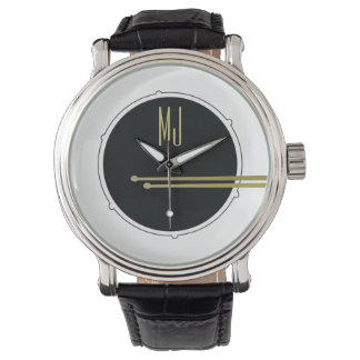 Reloj De Pulsera Bider monogramado negro y blanco moderno