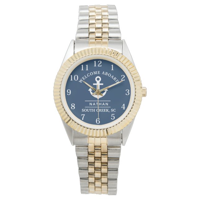 Reloj De Pulsera  Bienvenido a Bordo Nombre Personalizado  (Anverso)