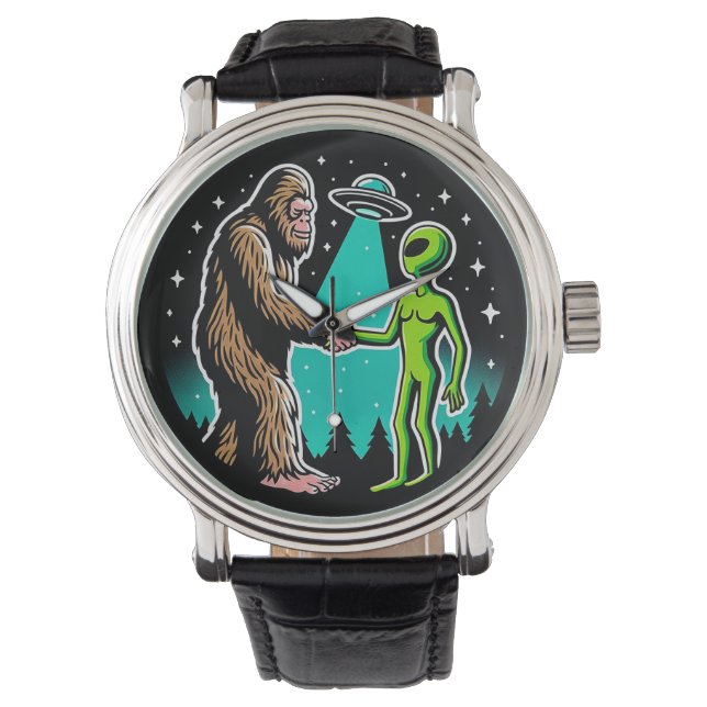 Reloj De Pulsera Bigfoot Meets Alien (Anverso)