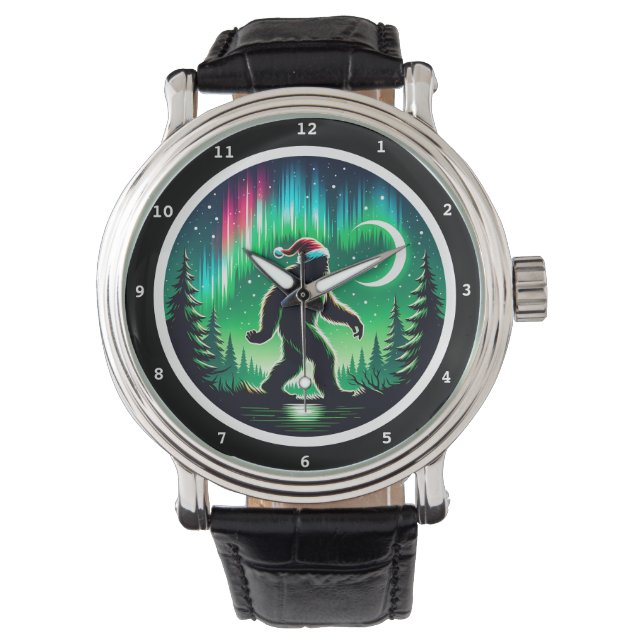 Reloj De Pulsera Bigfoot Santa with Northern Lights  (Anverso)
