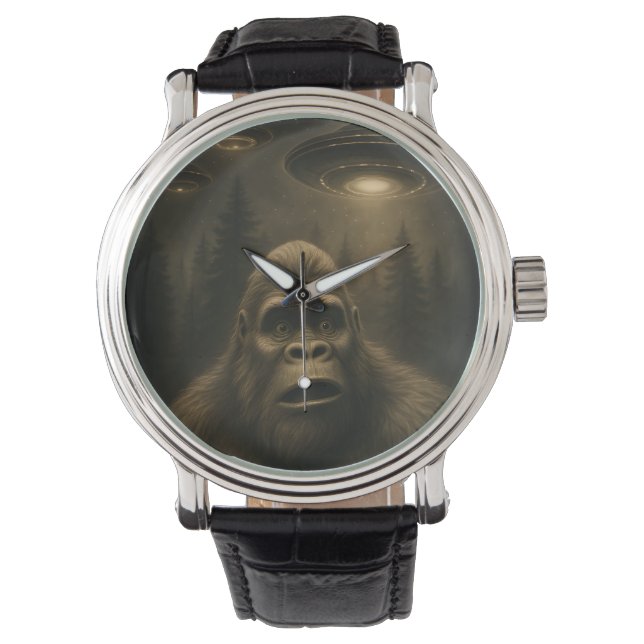 Reloj De Pulsera Bigfoot Sasquatch Alien UFO Funny (Anverso)