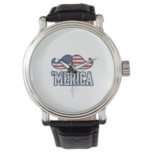 Reloj De Pulsera Bigote Patriótico América Angustiada Diseño Vector