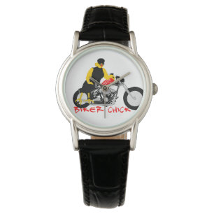 Reloj De Pulsera BIKER CHICK sentado en su motocicleta