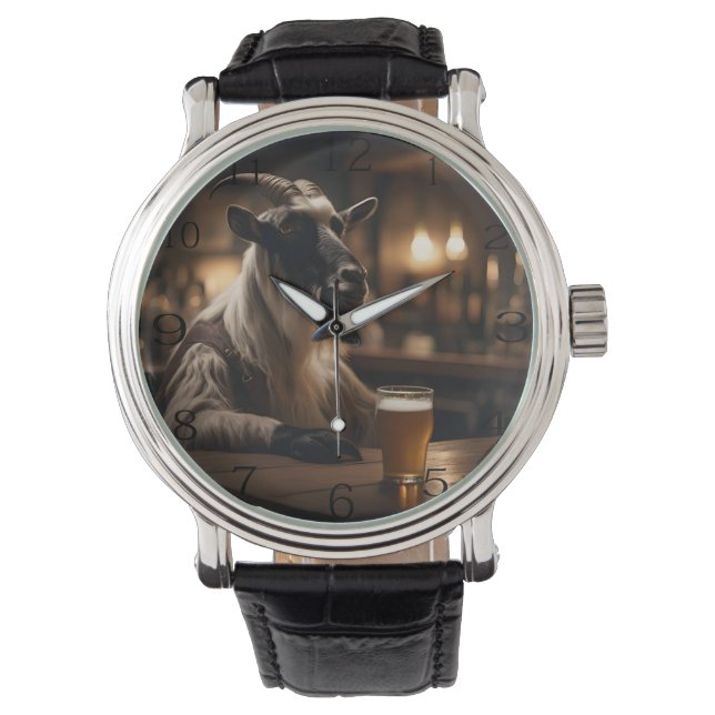 Reloj De Pulsera Billy the Kid: Una cabra entra en un bar, (Anverso)