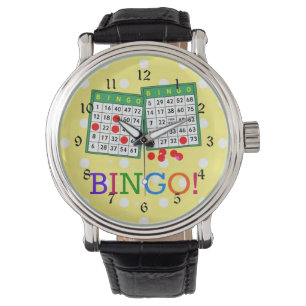 Reloj De Pulsera ¡Bingo! Tarjetas de Bingo Verde y Blanco sobre ama