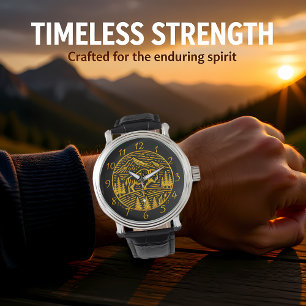 Reloj De Pulsera Bison at Sunset in Mountain Landscape