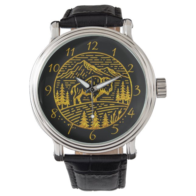 Reloj De Pulsera Bison at Sunset in Mountain Landscape (Anverso)