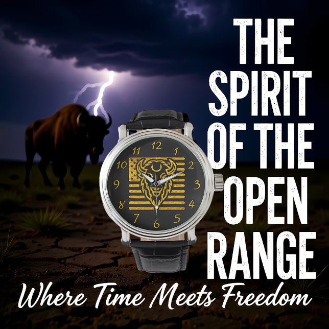 Reloj De Pulsera Bison con fondo de bandera estadounidense (Subido por el creador)