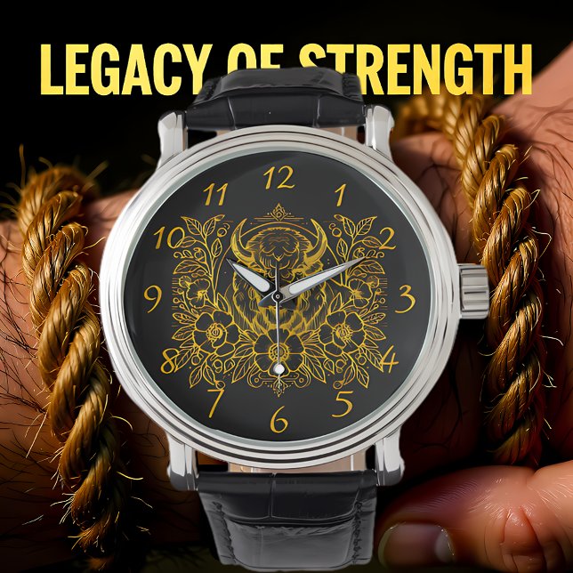 Reloj De Pulsera Bison de oro entre flores (Subido por el creador)