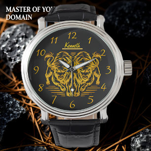 Reloj De Pulsera Bison dorado cruza las llanuras al atardecer