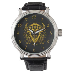 Reloj De Pulsera Bison dorado cruza las llanuras al atardecer