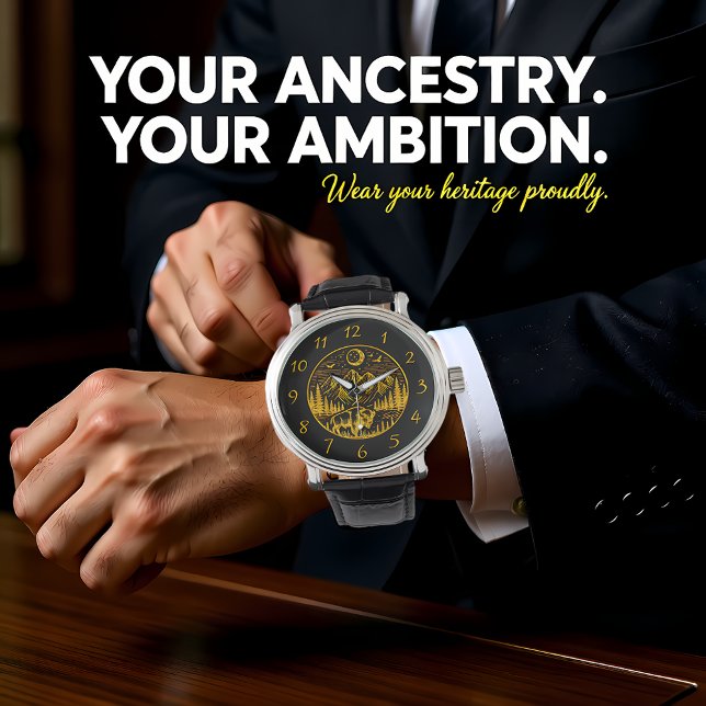 Reloj De Pulsera Bison Gold Roaming bajo un cielo de montaña ilumin (Subido por el creador)