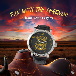 Reloj De Pulsera Bison Sujetando una calabaza en un Ilustracion det