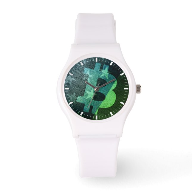 Reloj De Pulsera Bitcoin America ₿  (Green) Watch (Anverso)