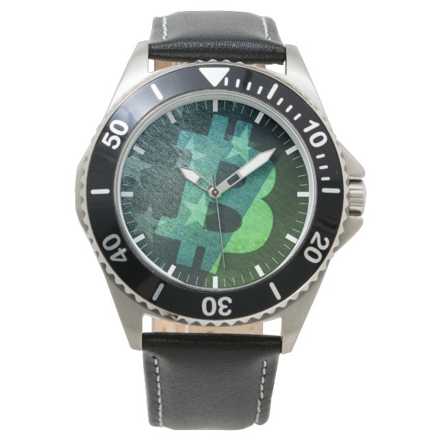 Reloj De Pulsera Bitcoin America ₿  (Green) Watch (Anverso)