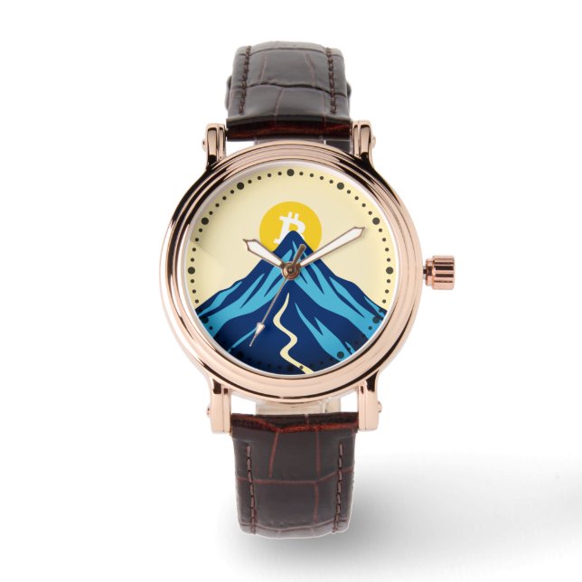 Reloj De Pulsera Bitcoin Ascendente (Estilo: Brillante) (Anverso)