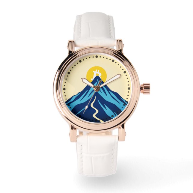 Reloj De Pulsera Bitcoin Ascendente (Estilo: Brillante) (Anverso)