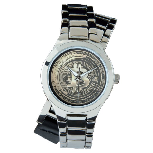 Reloj De Pulsera Bitcoin dorado (Anverso)