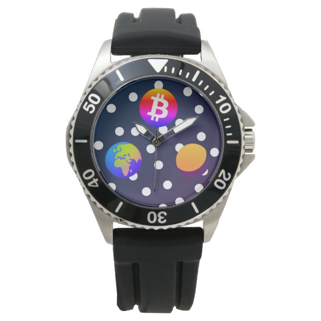 Reloj De Pulsera Bitcoin Solar Space Designer (Colorful) Watch (Anverso)