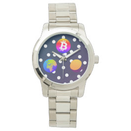 Reloj De Pulsera Bitcoin Solar Space Designer (Colorful) Watch