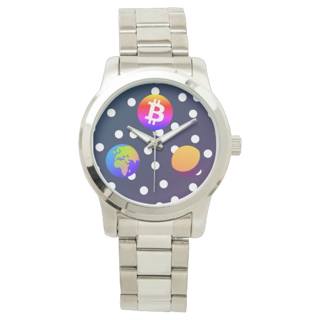 Reloj De Pulsera Bitcoin Solar Space Designer (Colorful) Watch (Anverso)