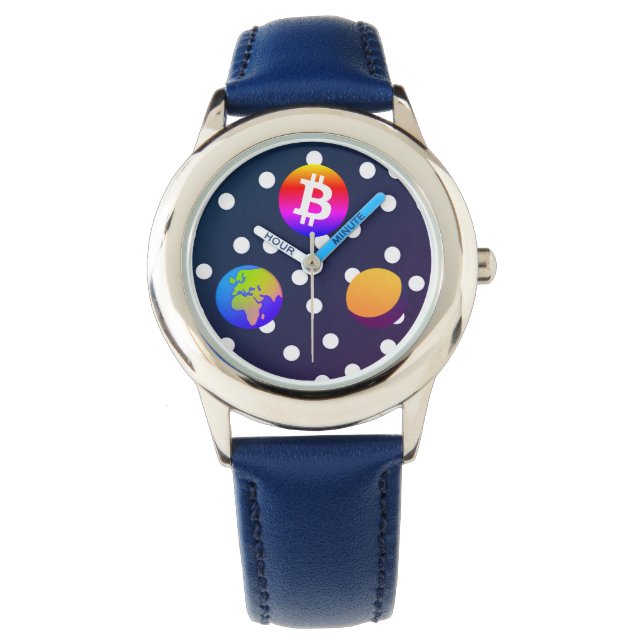 Reloj De Pulsera Bitcoin Solar Space Designer (Colorful) Watch (Anverso)