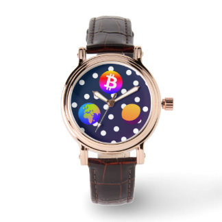 Reloj De Pulsera Bitcoin Solar Space Designer (Colorful) Watch