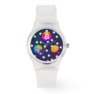Reloj De Pulsera Bitcoin Solar Space Designer (Colorful) Watch