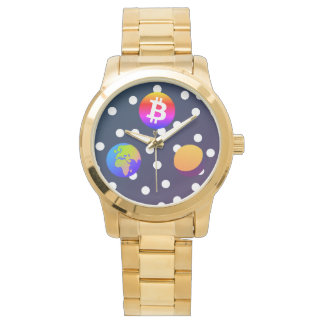 Reloj De Pulsera Bitcoin Solar Space Designer (Colorful) Watch