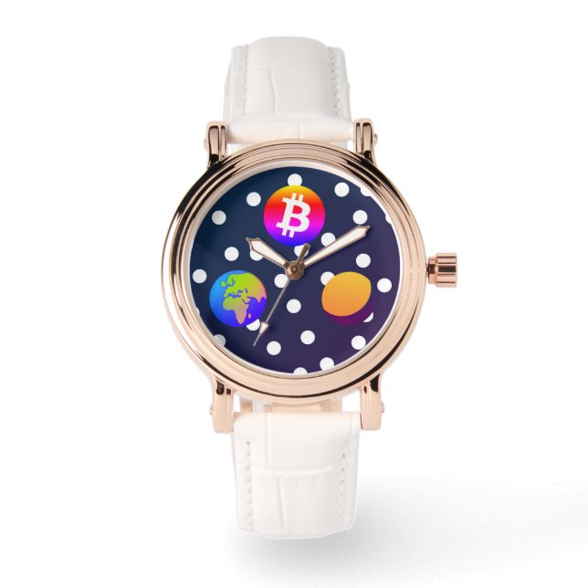 Reloj De Pulsera Bitcoin Solar Space Designer (Colorful) Watch (Anverso)