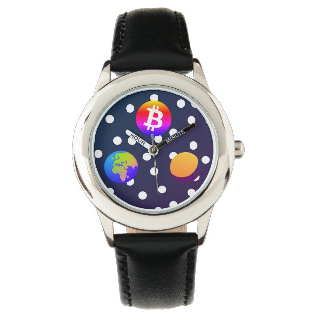 Reloj De Pulsera Bitcoin Solar Space Designer (Colorful) Watch (Anverso)