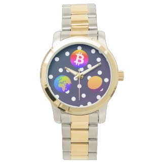 Reloj De Pulsera Bitcoin Solar Space Designer (Colorful) Watch