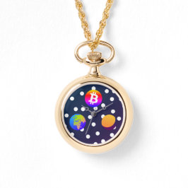 Reloj De Pulsera Bitcoin Solar Space Designer (Colorful) Watch
