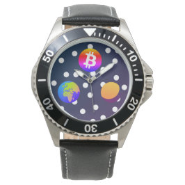 Reloj De Pulsera Bitcoin Solar Space Designer (Colorful) Watch